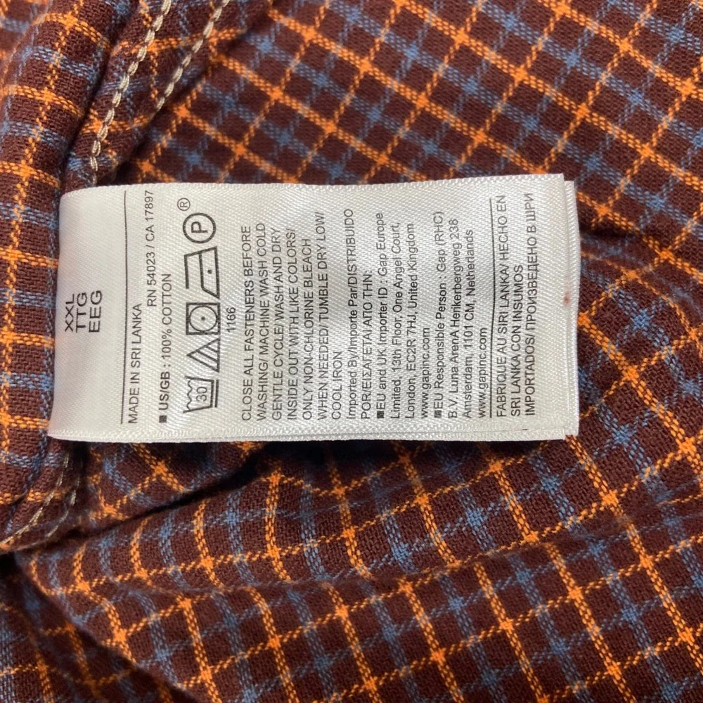 Banana Republic Mens XXL Rust Orange Plaid Flannel Button Down Shirt NEW